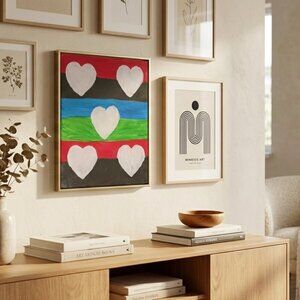 Handpainted Colorful Heart Canvas Art 8x10 Pop Art Decor